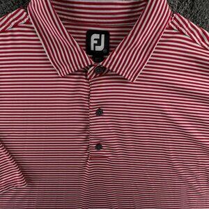 Footjoy FJ Golf Polo Shirt Short Sleeve Striped Red 2XL Stretch Wicking Active